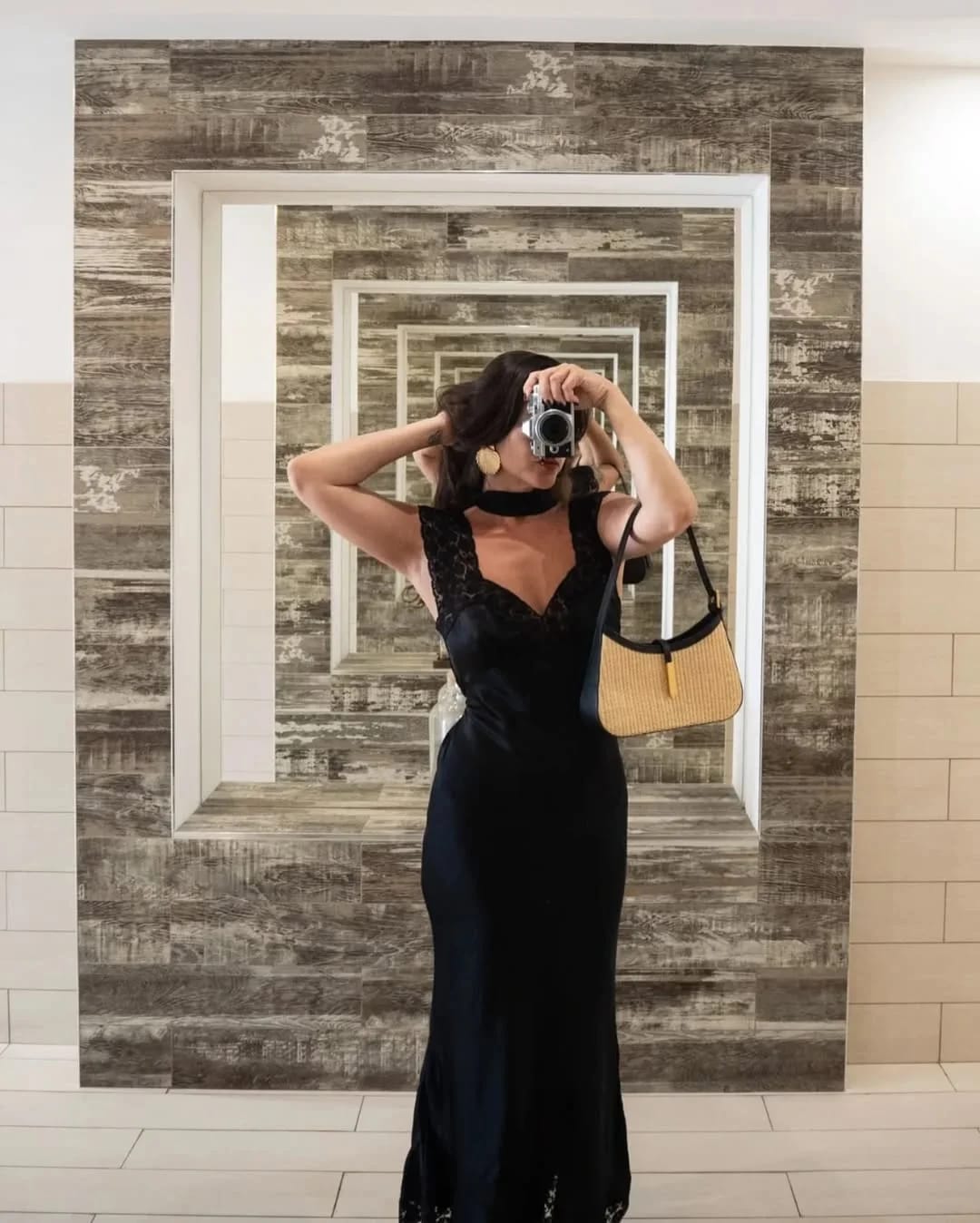 Customer photo review of Piper Satin Lace Maxi Dress
