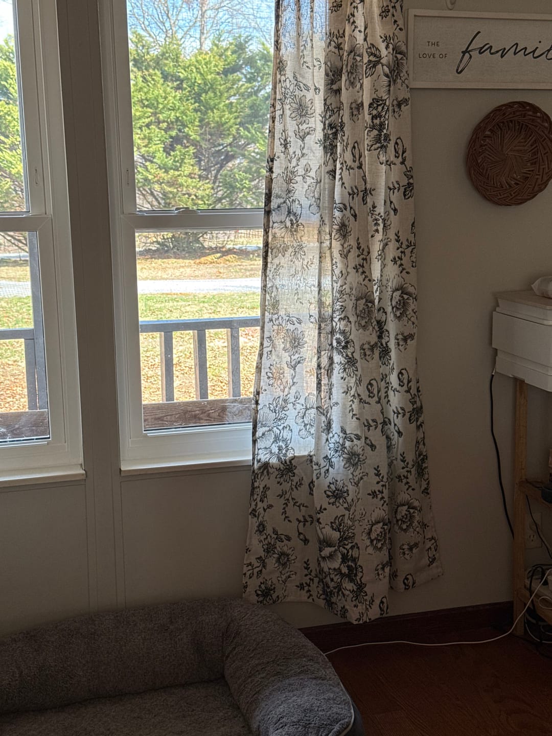Customer photo review of Peony Print Linen Blend 3-in-1 Curtains