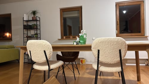 Customer photo review of SUZUKA - Lot de 2 chaises scandinaves en métal et bouclettes blanches