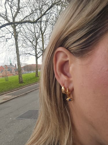 Customer photo review of Evil Eye Hoop Earrings