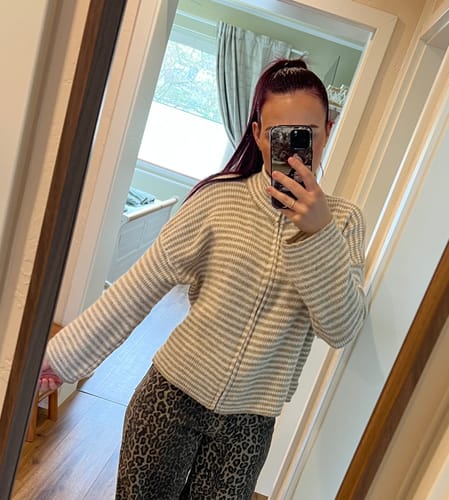 Customer photo review of Zip Up Uni Cardigan - Beige