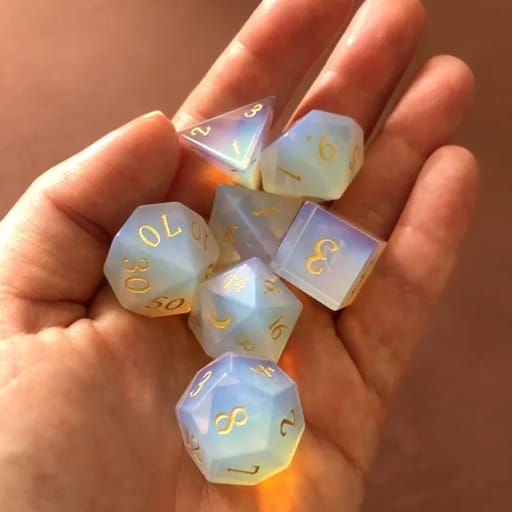 Customer photo review of Opalite Dice Set
