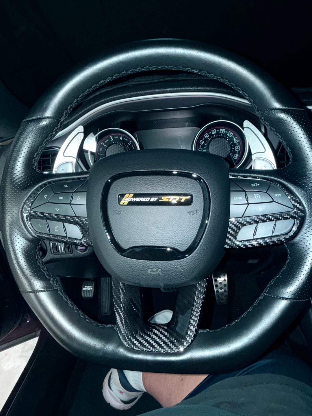 Customer photo review of Real Carbon Fiber Steering Wheel Button Trim Covers | 2015-2023 Dodge Charger Challenger Durango