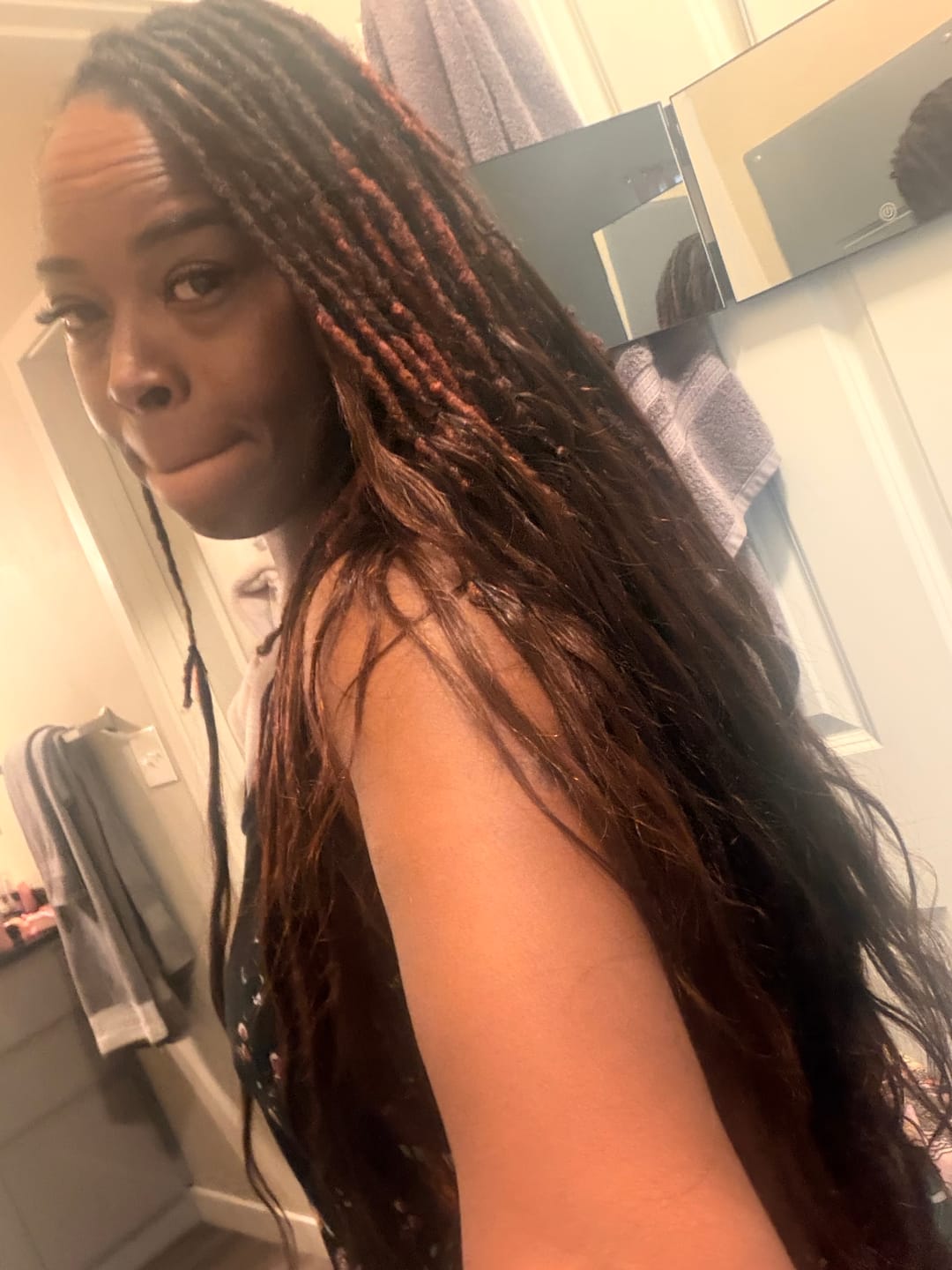 Customer photo review of #4 Medium Brown Body Wave Human Crochet Hair