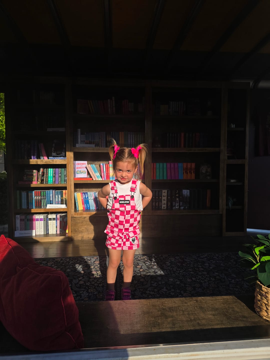 Customer photo review of Overall Dress in Bubble Gum Checkered