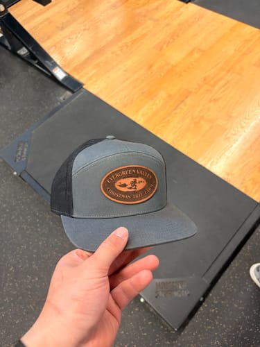 Customer photo review of Flat Bill Seven-Panel Leather Patch Hat - Richardson 168