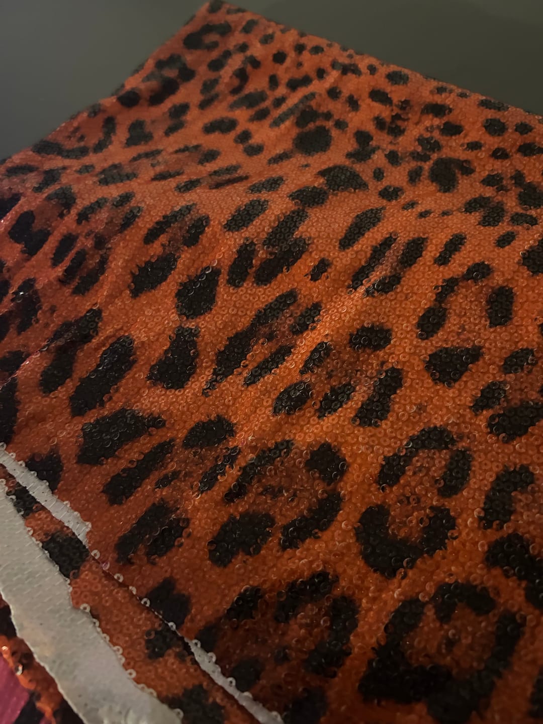 Customer photo review of Luxury Orange Sequin Fabric by the Metre