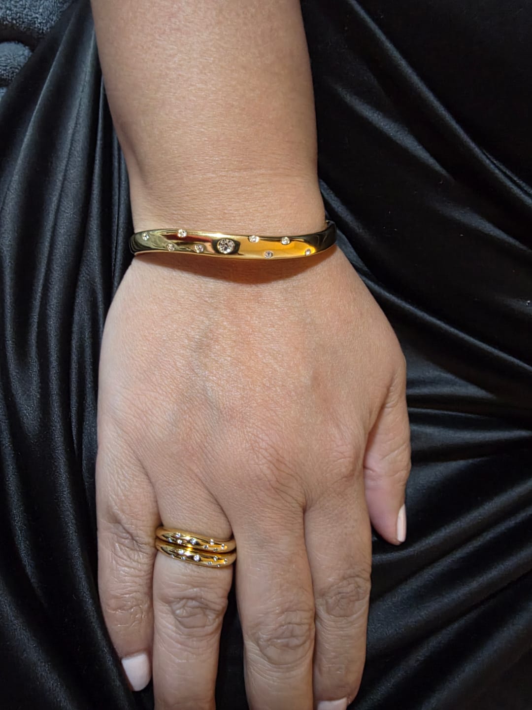 Customer photo review of Wave Ring with Stones