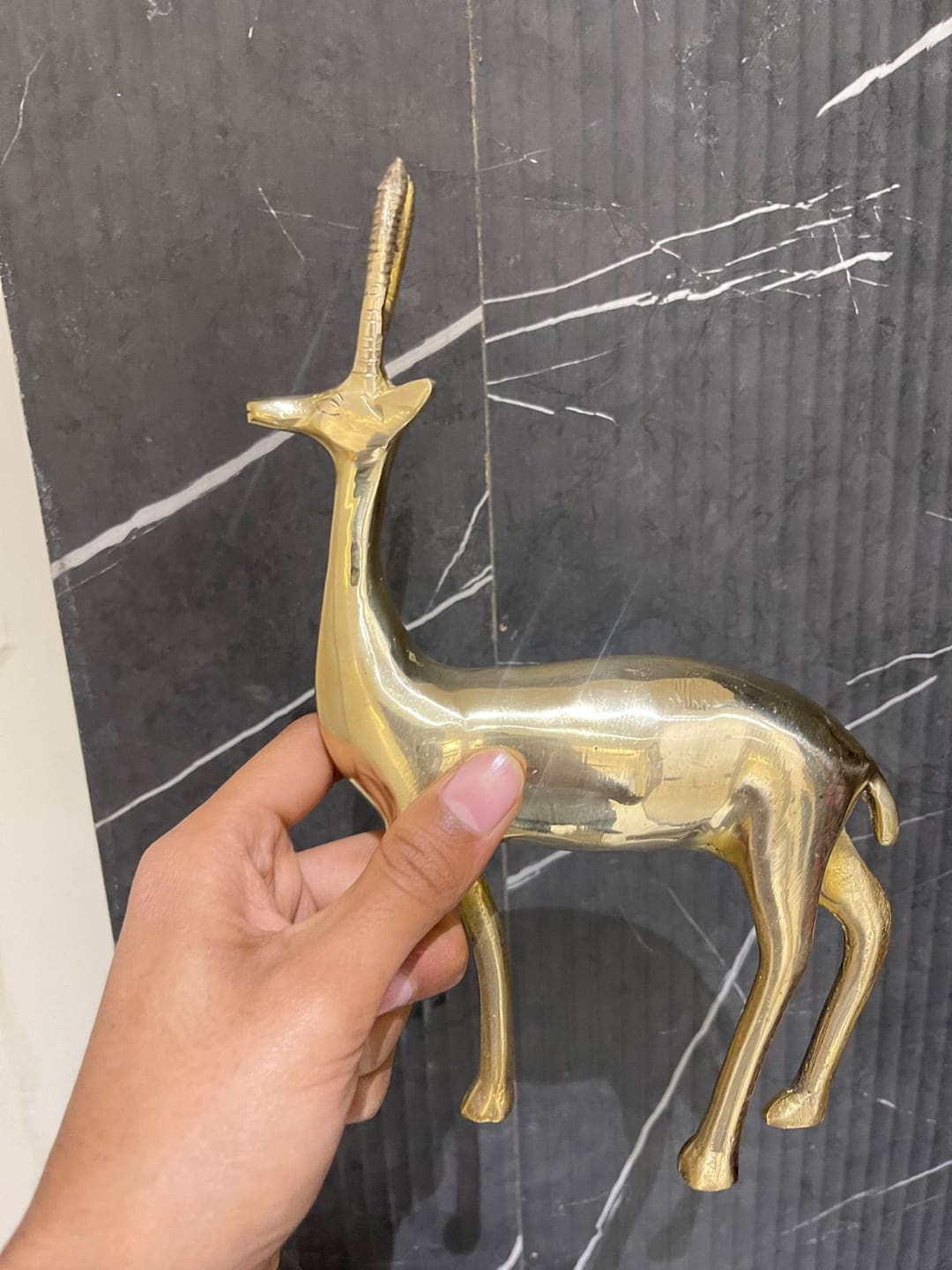 Customer photo review of Handcrafted Brass Deer Idol Vastu Remedy for Stability, Stamina and Energy Balance for WNW Zone, Home and Office Placement | 12 x 22 cm | 820 gm