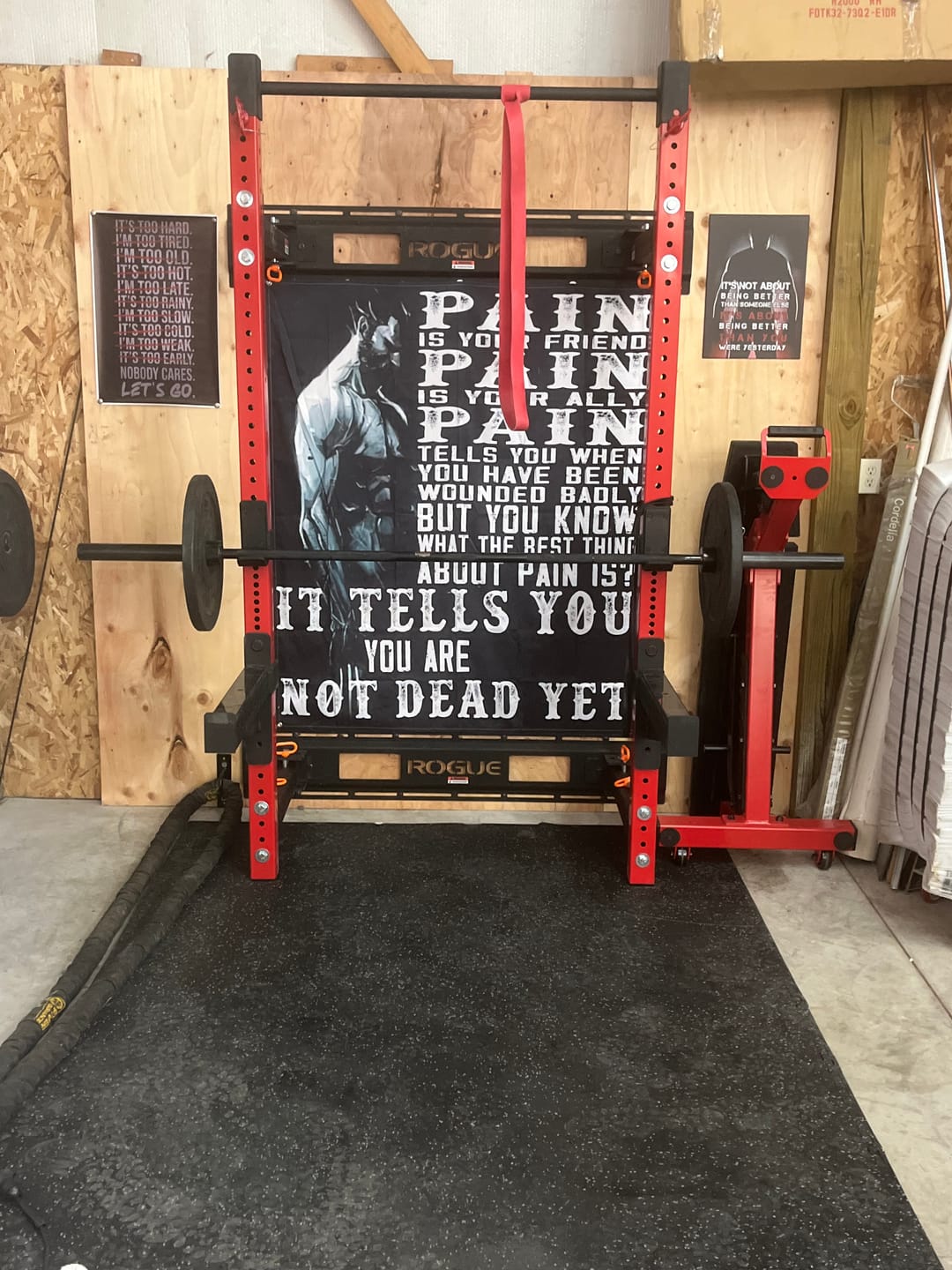 Customer photo review of Home Gym Decor Banner Flag Motivational Quotes 10764
