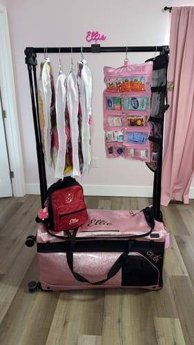 Customer photo review of Glam'r Gear Mobile Changing Station™ Dance Duffel Bag with Built-In uHide® Rack