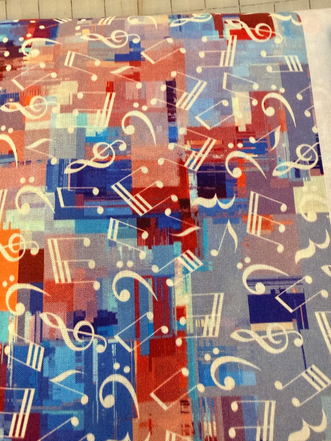 Customer photo review of Grunge Textured Music Note Fabric - Multi