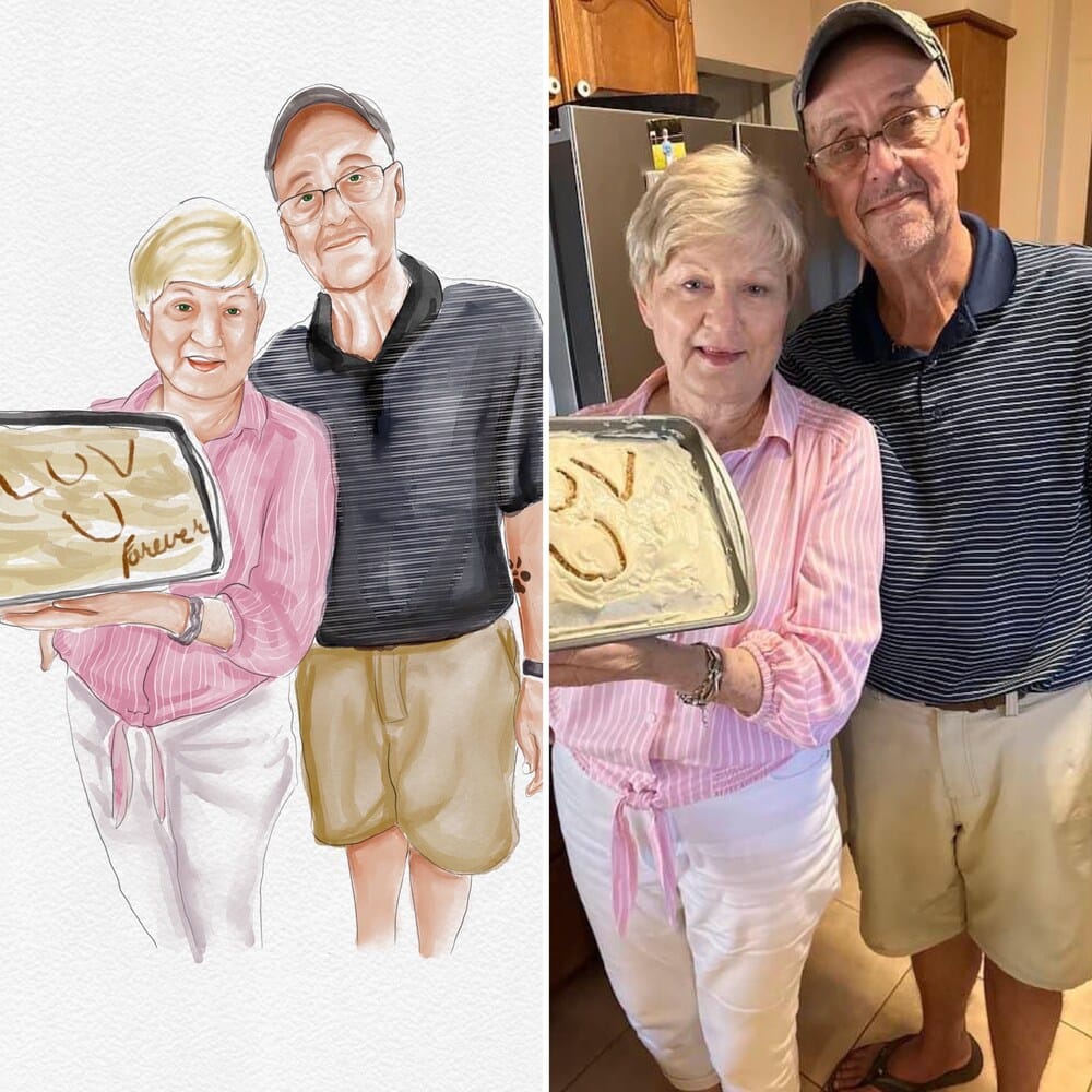 Customer photo review of Watercolor Hand Drawn Custom Portrait