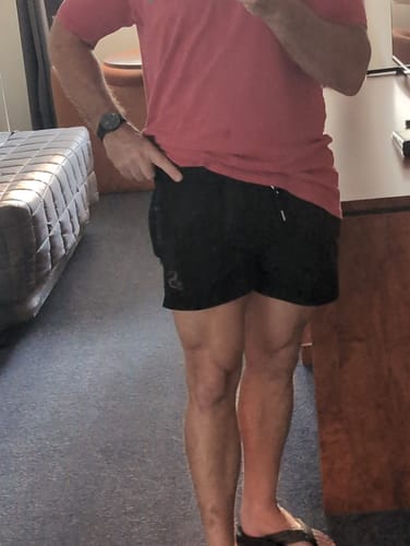 Customer photo review of Quads of the Gods Gym Shorts - Premium Lifting Shorts Australia - Black/ Iridecent Trip Reflective | Stay Shredded