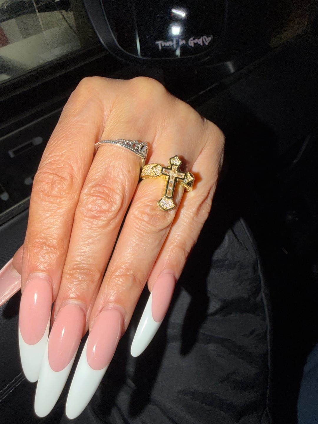 Customer photo review of Christianartworkshop Central Cross Motif Ring with Cubic Zirconia Accents: Carry His Care in Daily Wear