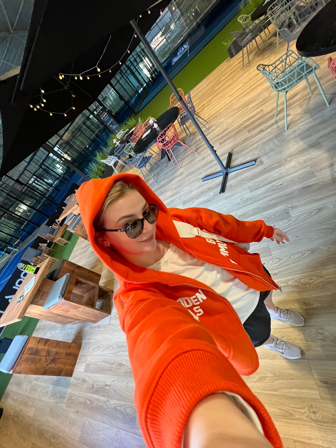 Customer photo review of GATED COMMUNITY ZIP HOODIE ORANGE