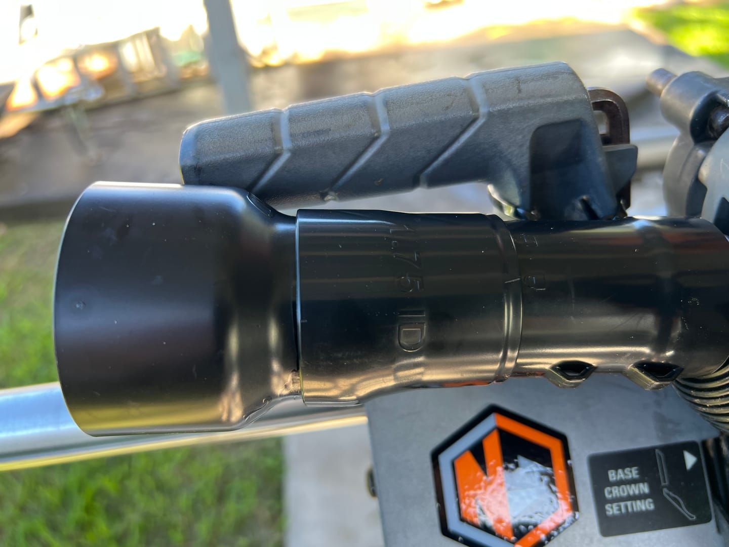 Customer photo review of Dust Collection Chute for Ridgid 12" Sliding Miter Saw (R4222)
