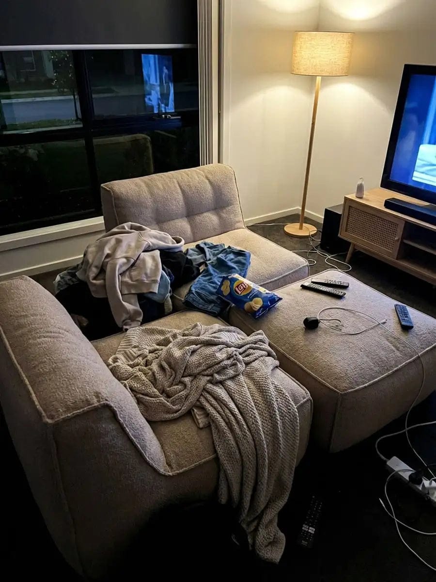 Customer photo review of BOBO BEAN BAG LOUNGER - BOUCLE CAMEL