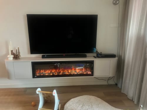 Customer photo review of Nova haardmeubel curved zwevend beige 240 cm