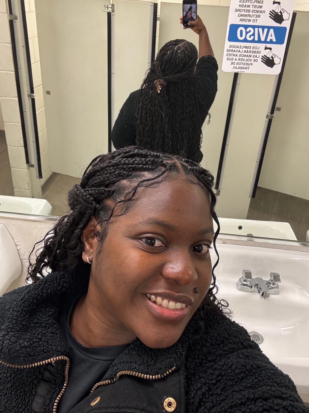 Customer photo review of Double Drawn Burmese Spanish Curl Human Braiding Hair