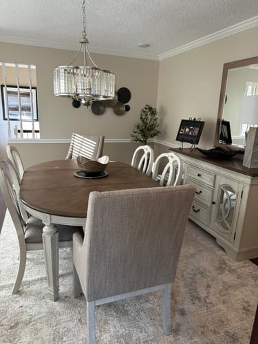 Customer photo review of French Country Rusty Silver 6-Light Crystal Cage Chandelier