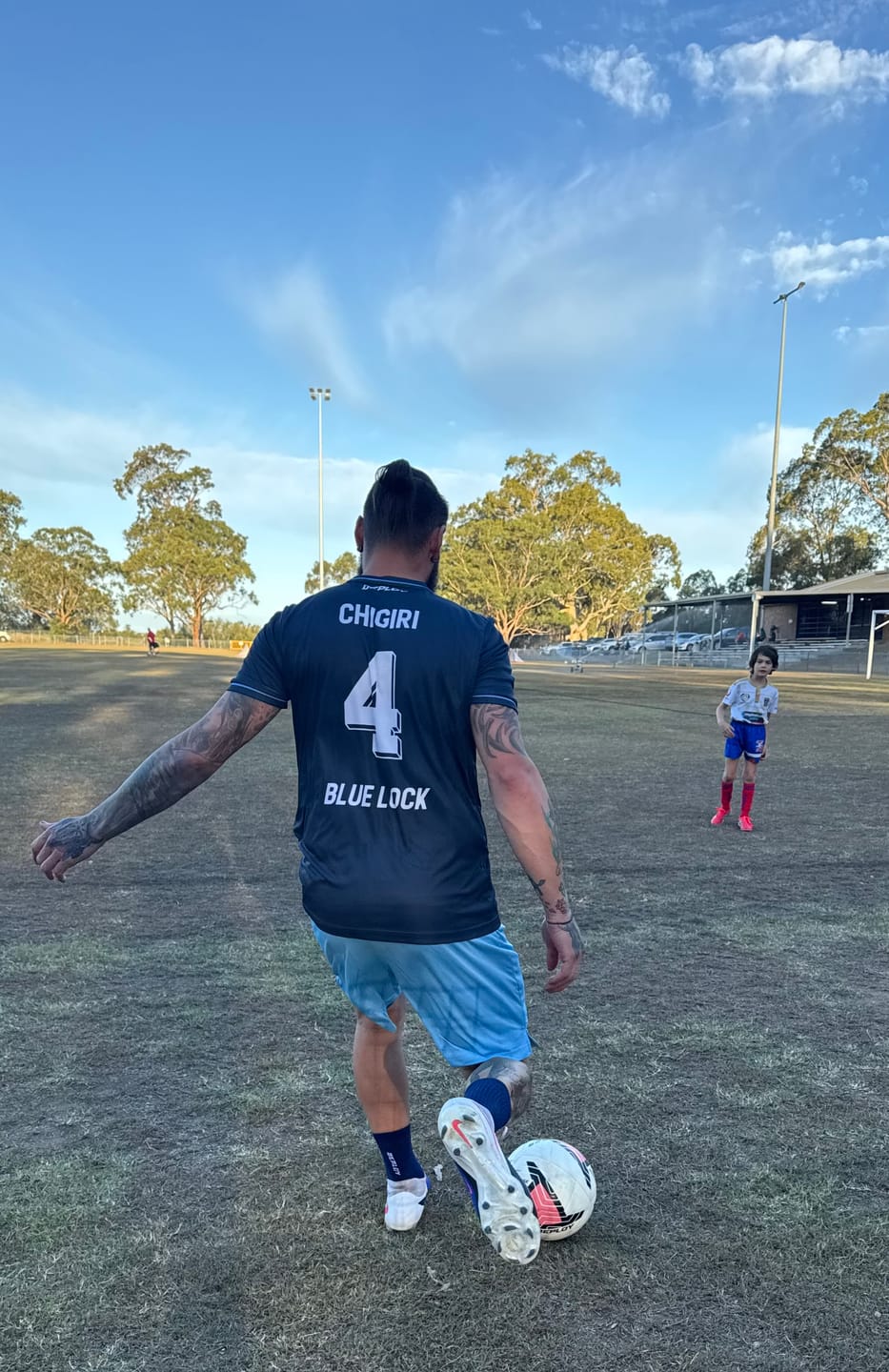 Customer photo review of Deploy Legacy Football Shorts - Sky Blue