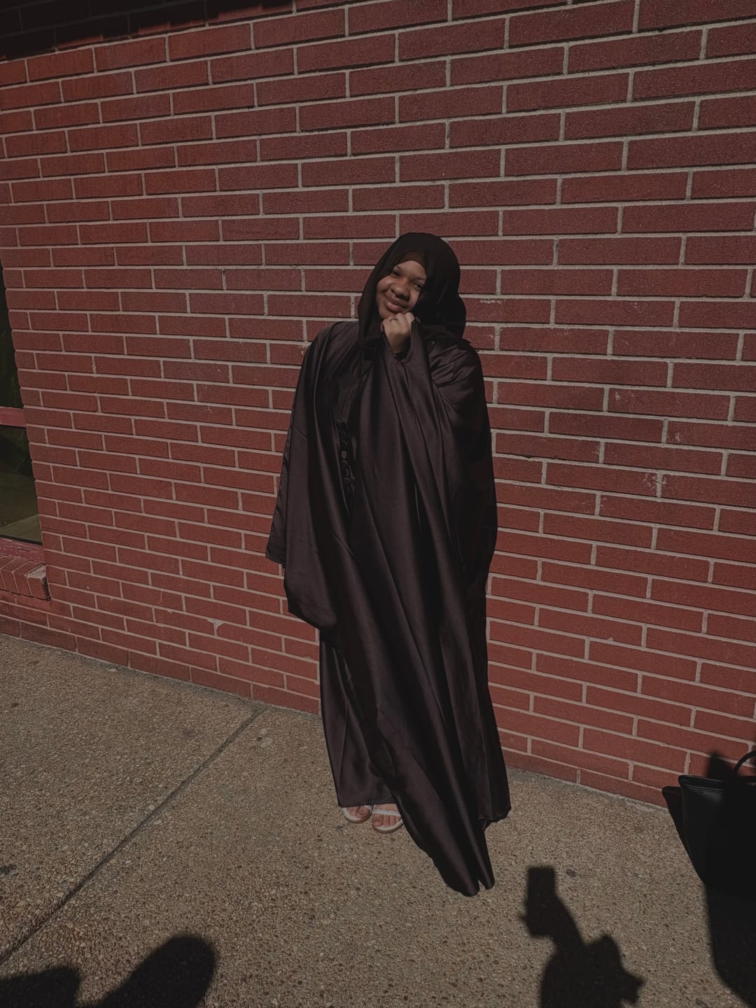 Customer photo review of Silk Chocolate Brown Abaya