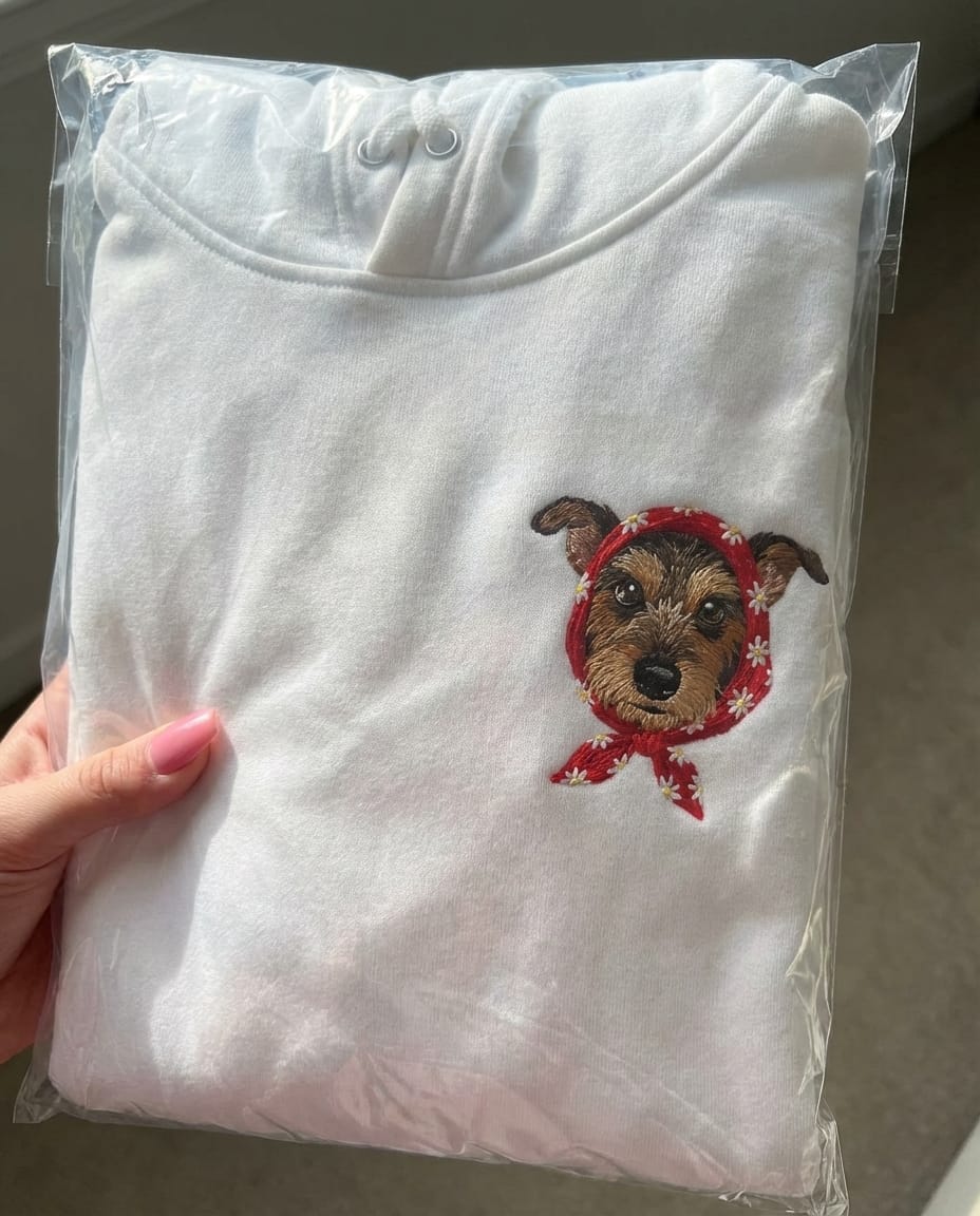 Customer photo review of Custom Babushka Embroidered Pet Portrait Hoodie, Sweatshirt