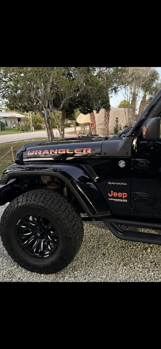Customer photo review of Custom Hood Lettering | Inspired by Honcho Edition (Maroon, Orange & Yellow), Set of 2