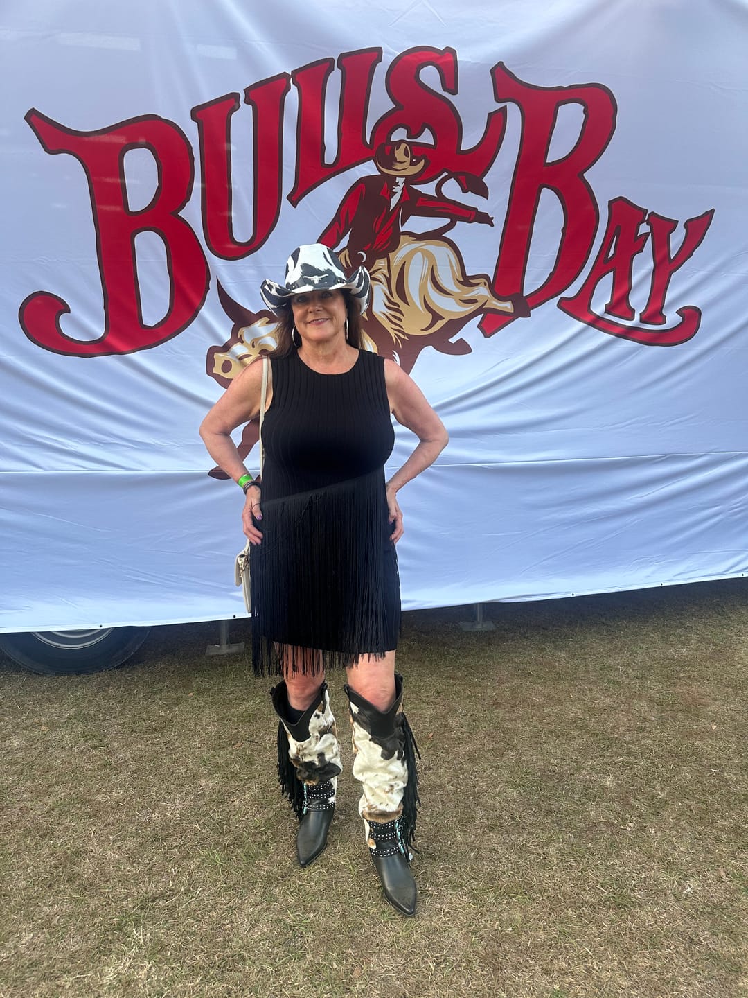 Customer photo review of GWAYNE-BLACKMULTI COW PRINT WESTERN BOOT