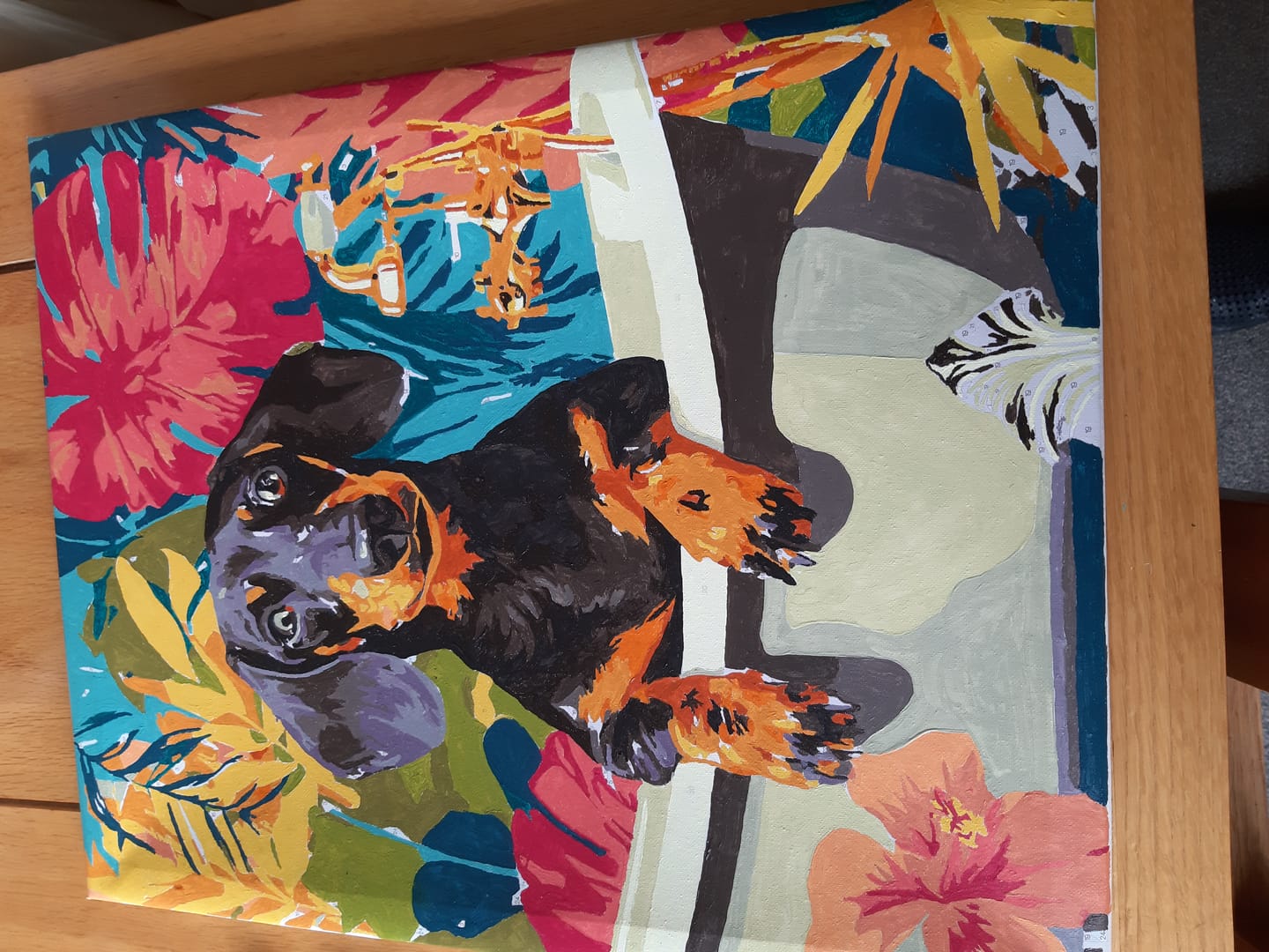 Customer photo review of Tropical dachshund | Paint by Number
