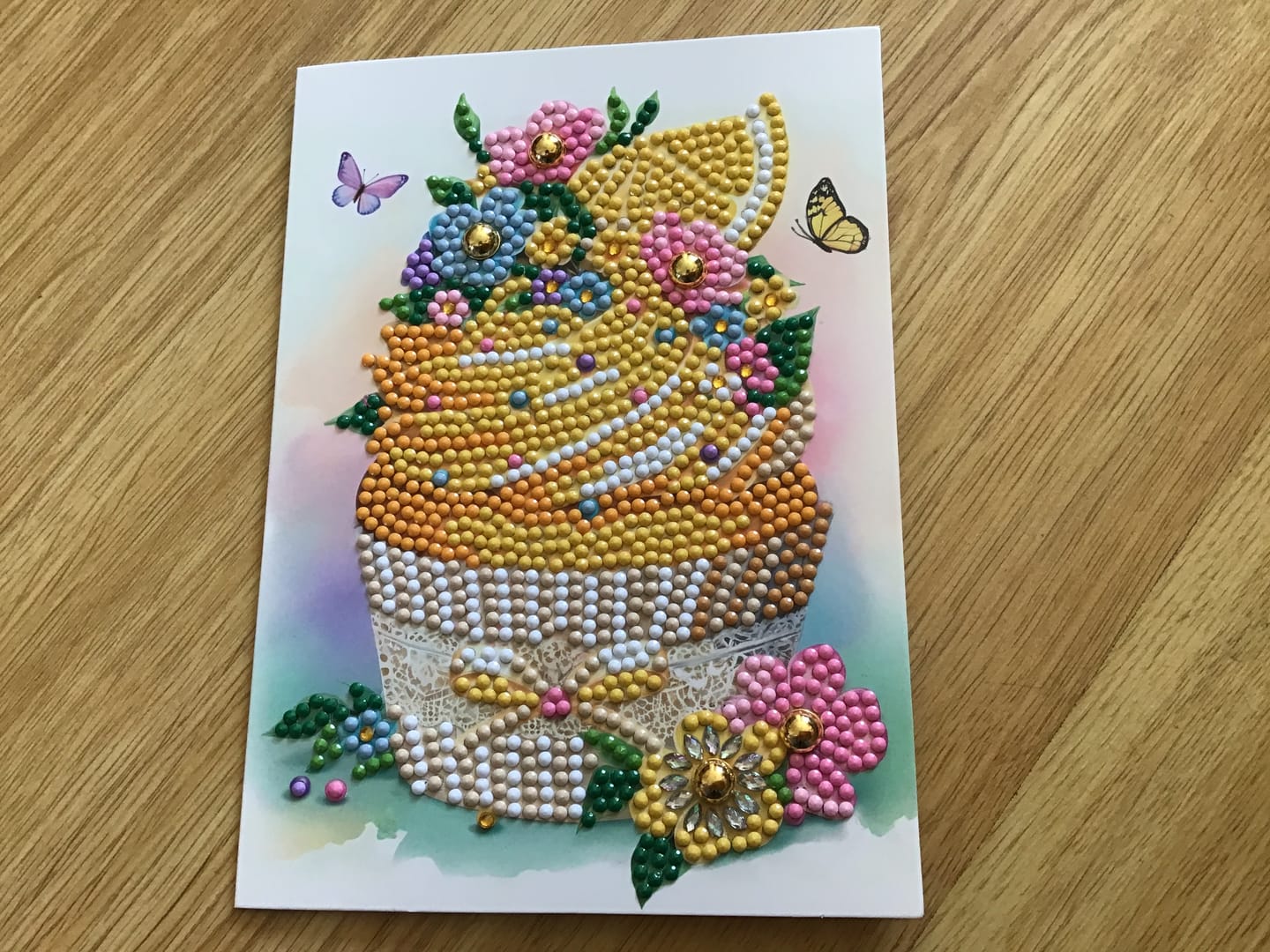 Customer photo review of Lemon Cupcake Crystal Art Card Kit 12.6cm x 17.5cm
