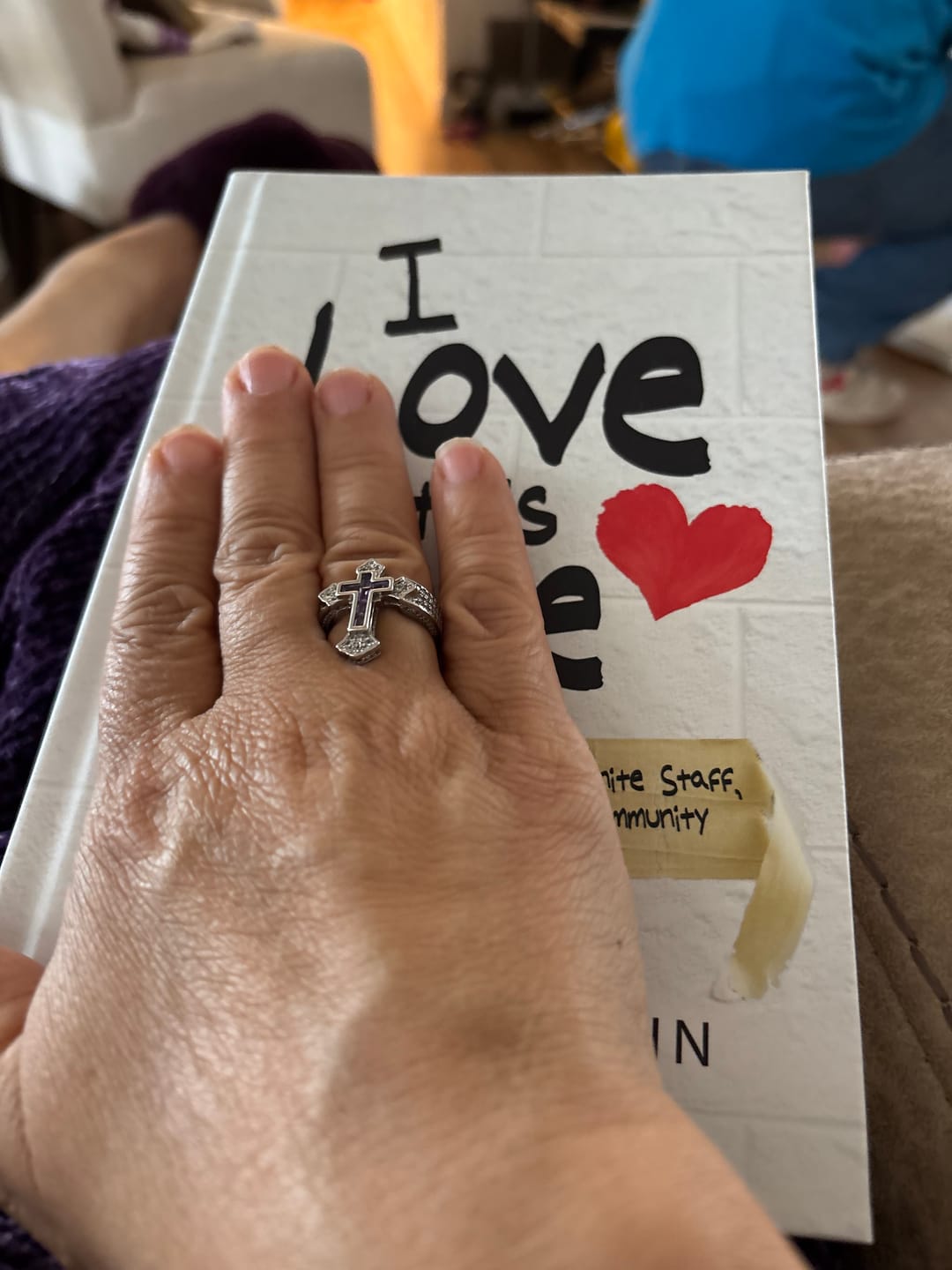 Customer photo review of Christianartworkshop Central Cross Motif Ring with Cubic Zirconia Accents: Carry His Care in Daily Wear