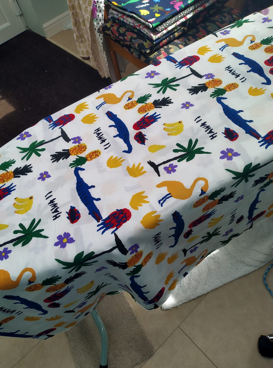 Customer photo review of Drawn Tropical Scenery Cotton Poplin Fabric