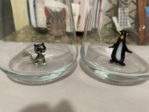 Customer photo review of 11 oz Tiny Animal Wine Glass, Raccoon