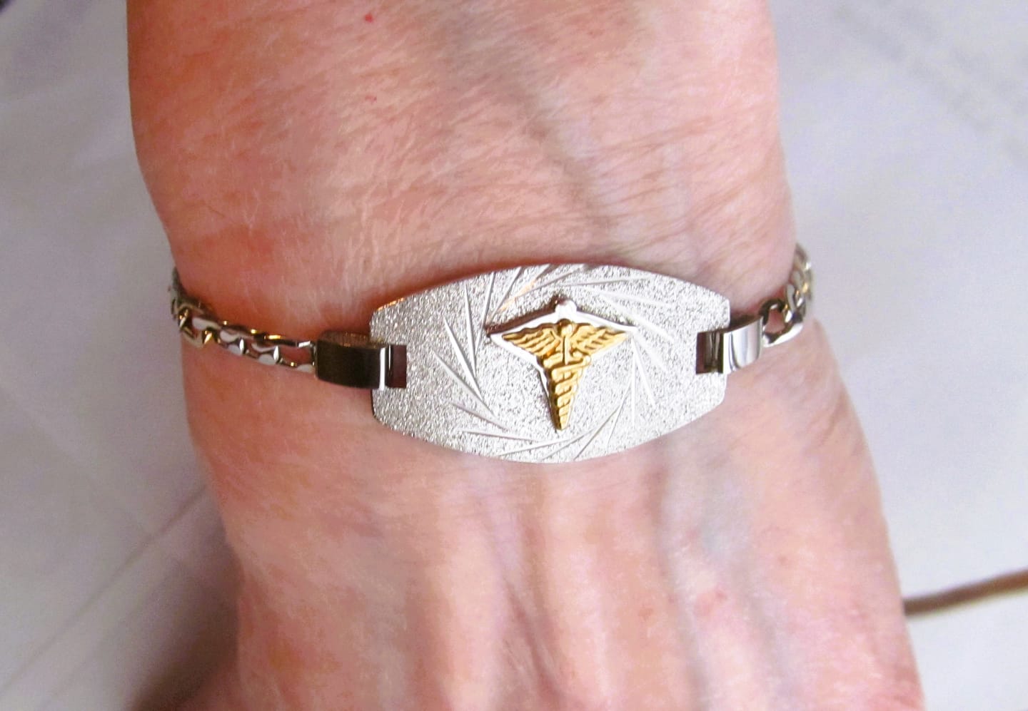 Customer photo review of Medical ID Figaro Link Bracelet
