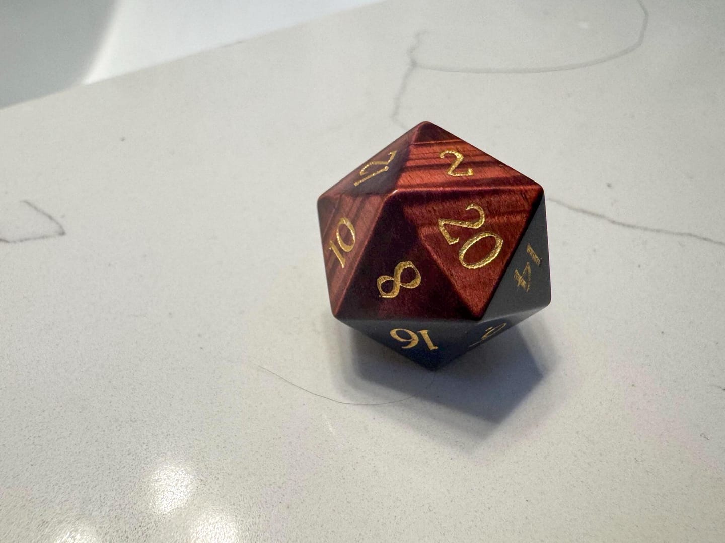 Customer photo review of Silken Flame Dice Set (Red Tiger Eye)