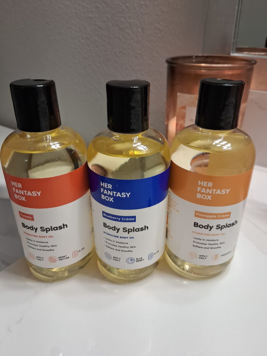 Customer photo review of Fruity Skin Body Oil Bundle