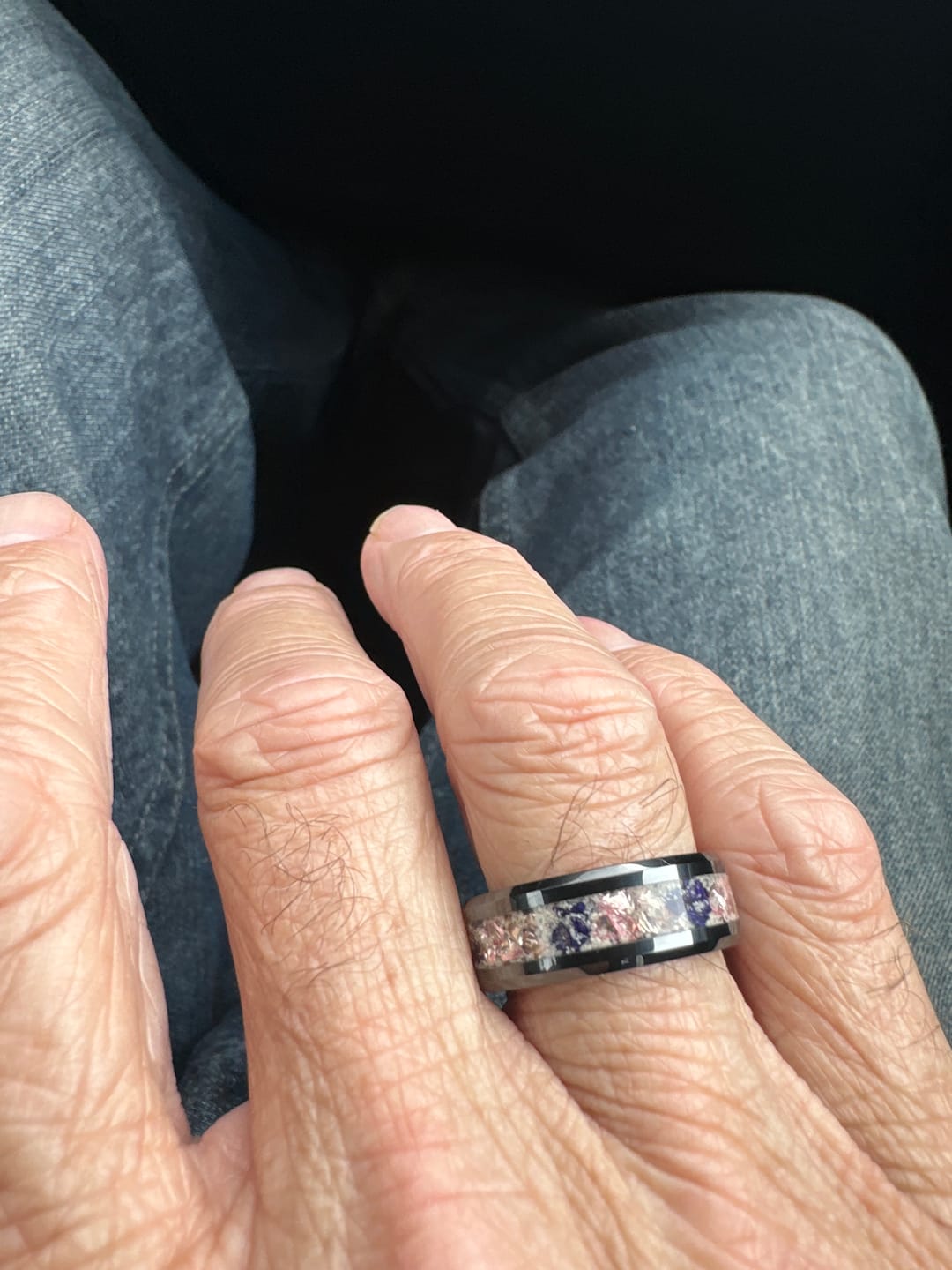 Customer photo review of Glass Frit Ring with Cremation Ashes