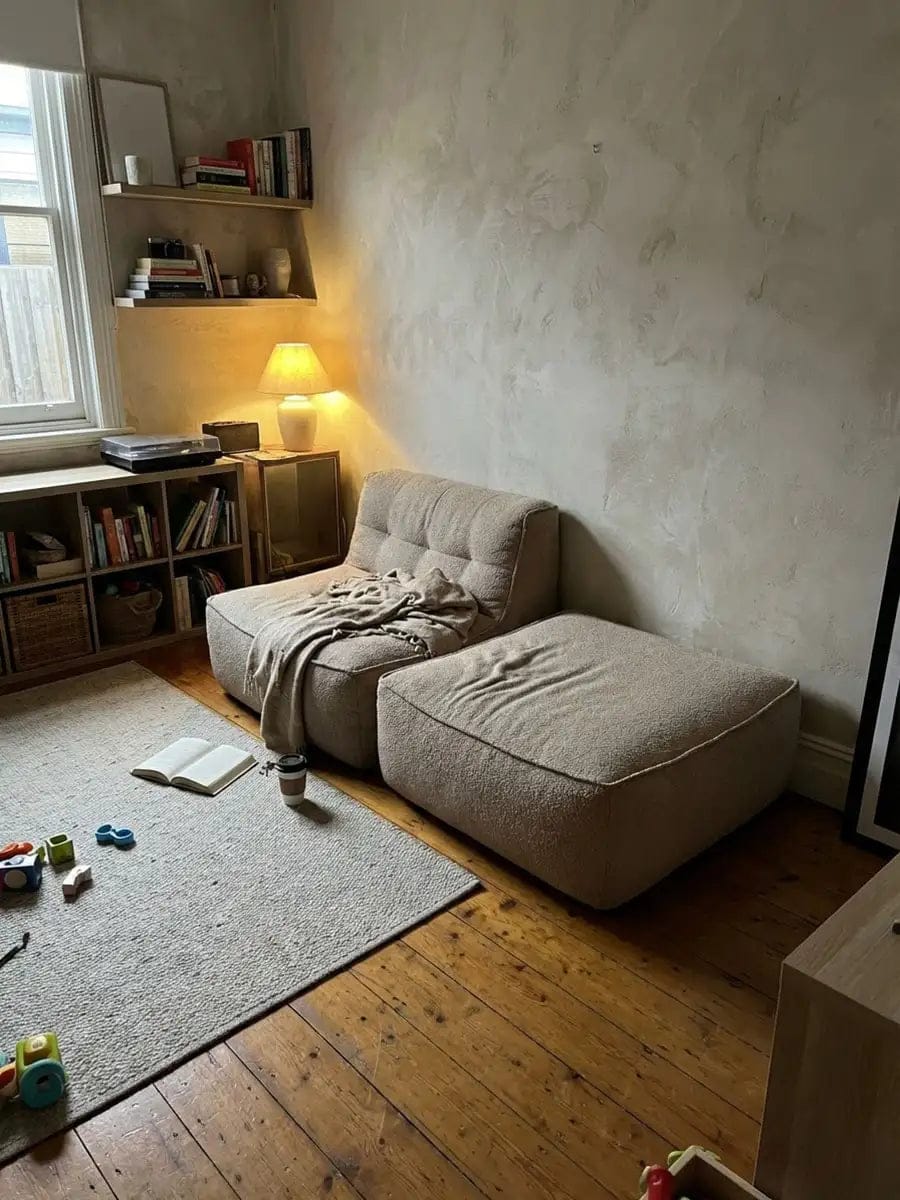 Customer photo review of BOBO BEAN BAG LOUNGER - BOUCLE CAMEL