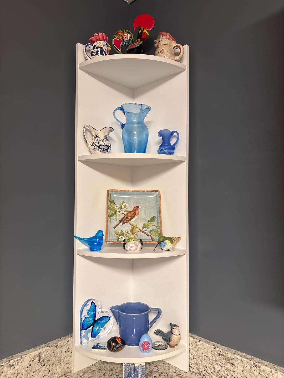 Customer photo review of Modern Corner Wooden Vertical Multi-Shelf Bookcase