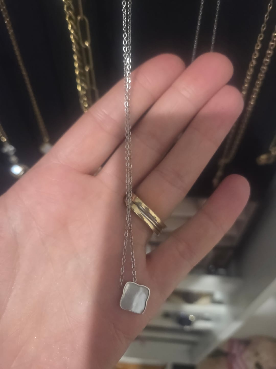Customer photo review of Flora Silver White Necklace