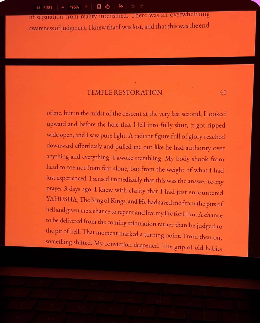 Customer photo review of Temple Restoration Ebook