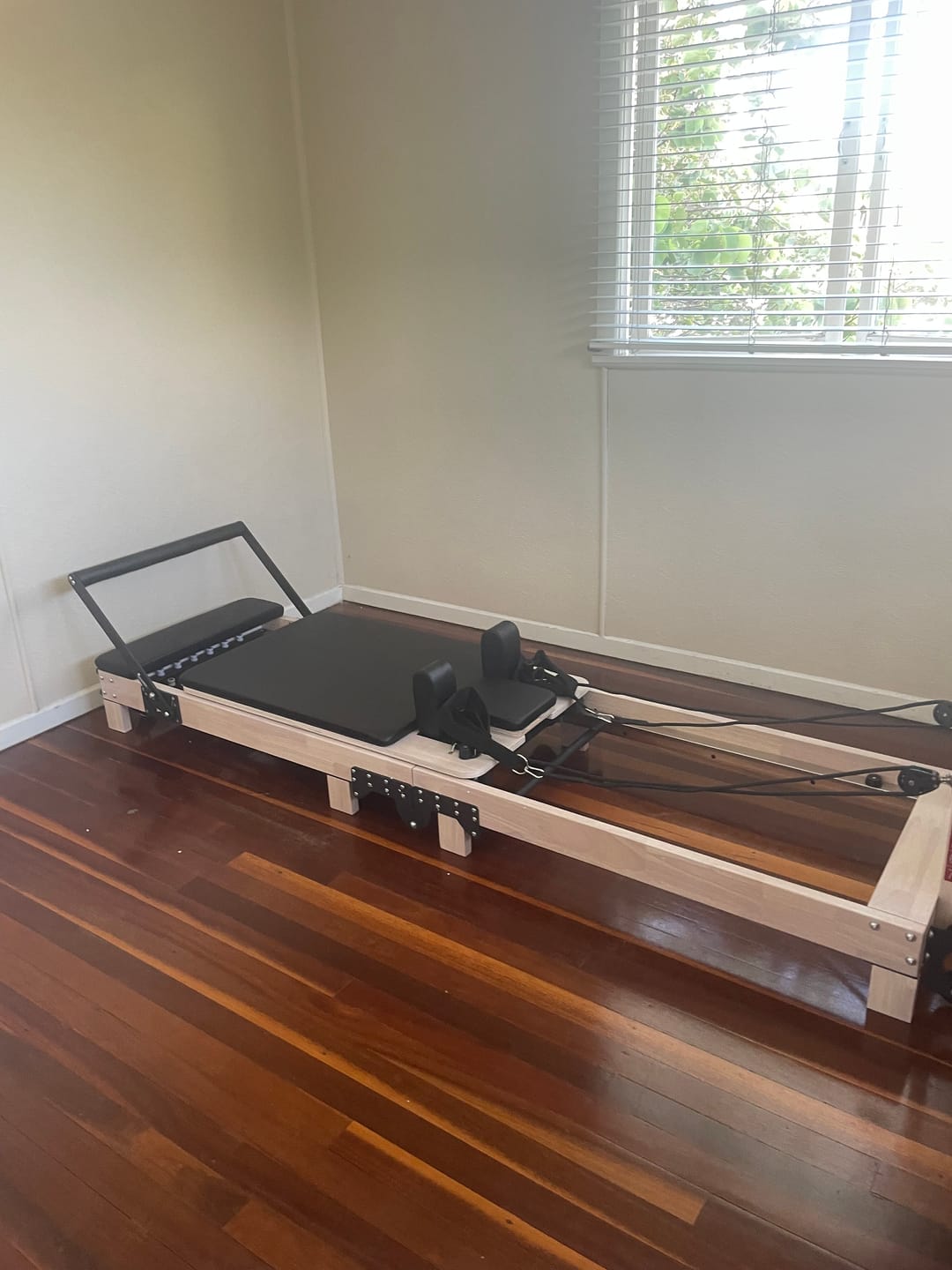 Customer photo review of Foldable Oak Wood Pilates Reformer - Home Studio Edition