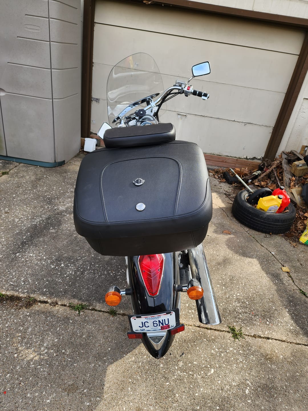 Customer photo review of 44L - Premium Extra Large Leather Wrapped Hard Motorcycle Trunk