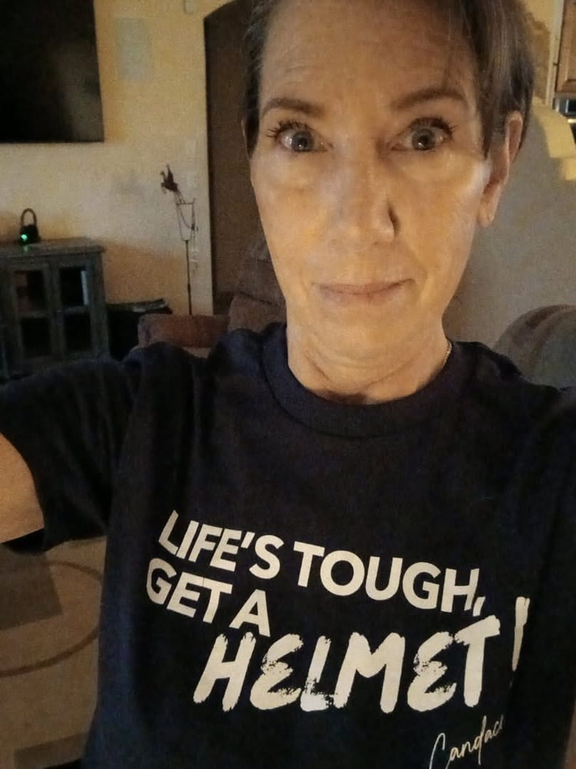 Customer photo review of Get A Helmet T-Shirt