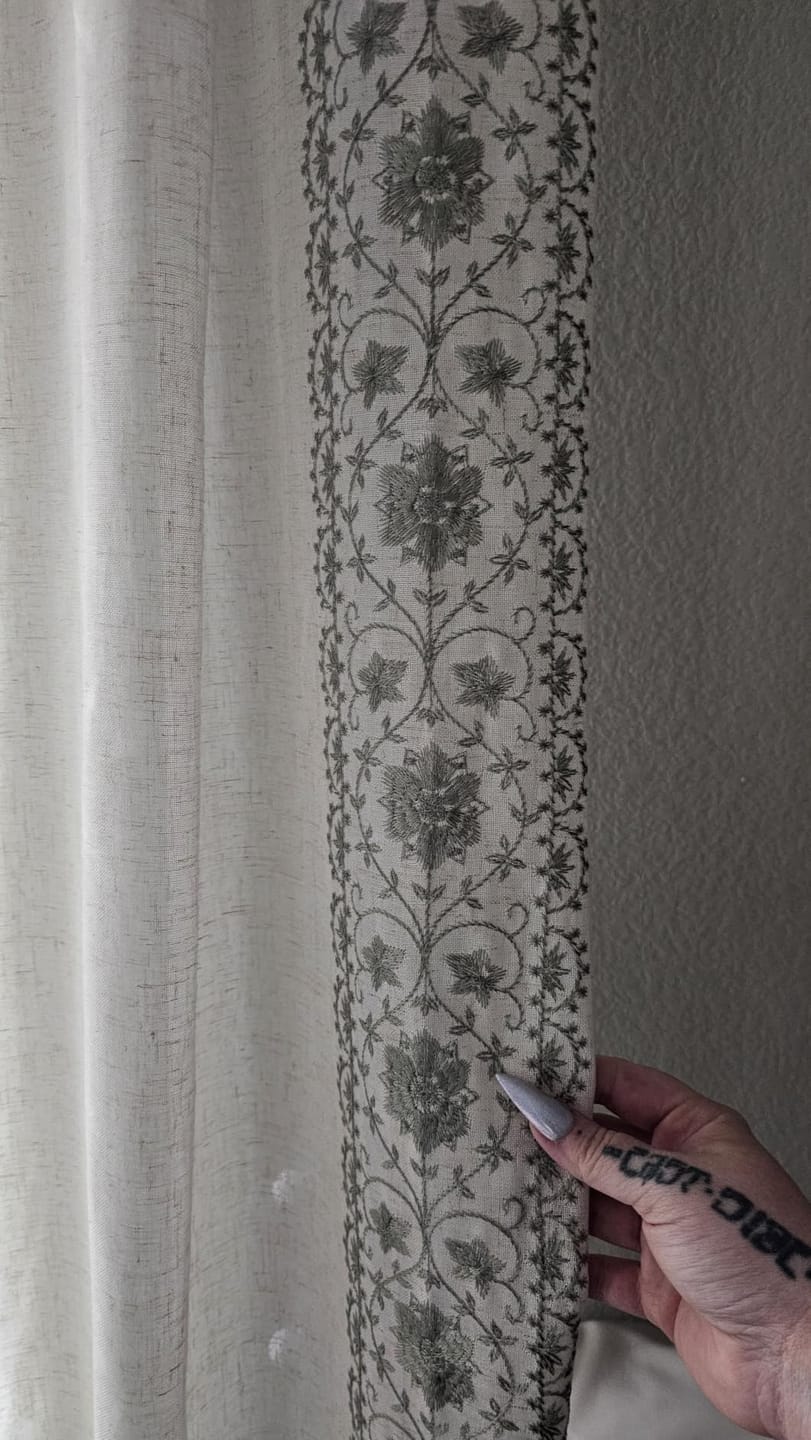 Customer photo review of Floral Embroidered Linen Blend Curtains
