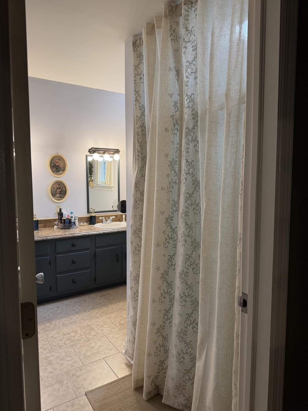 Customer photo review of Embroidered Vine Linen Blend Curtains