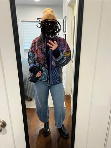 Customer photo review of The Ladhiya Quilted Indigo Kantha Jacket