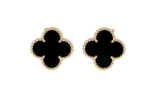 Customer photo review of 18K Celestial Vintage Alhambra Black Earrings